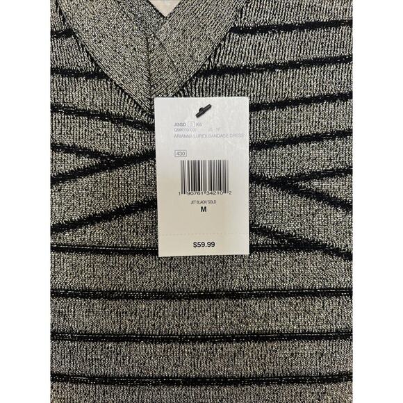 Guess Arianna Lurex Bandage Dress Medium Jet Black/Gold - Picture 4 of 8